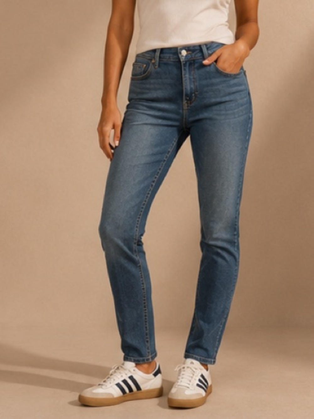 d.e.c.r.e.e. Skinny Jeans Women's Blue Stretch Denim Raw Hem Ankle Jeans 4